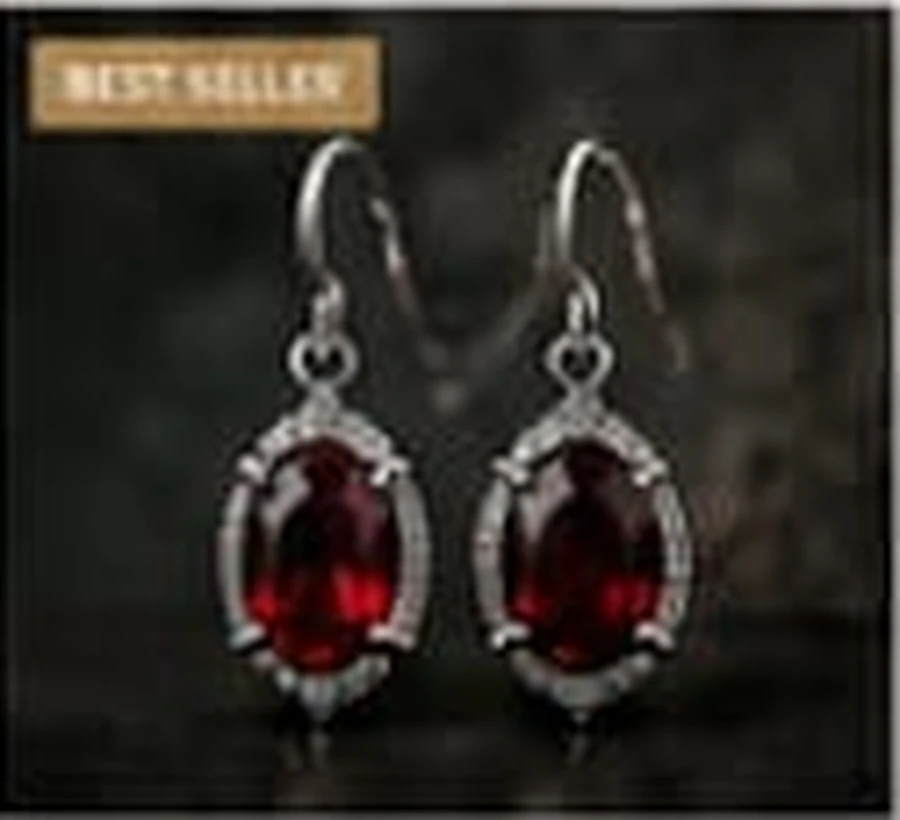 Garnet Oval Earrings